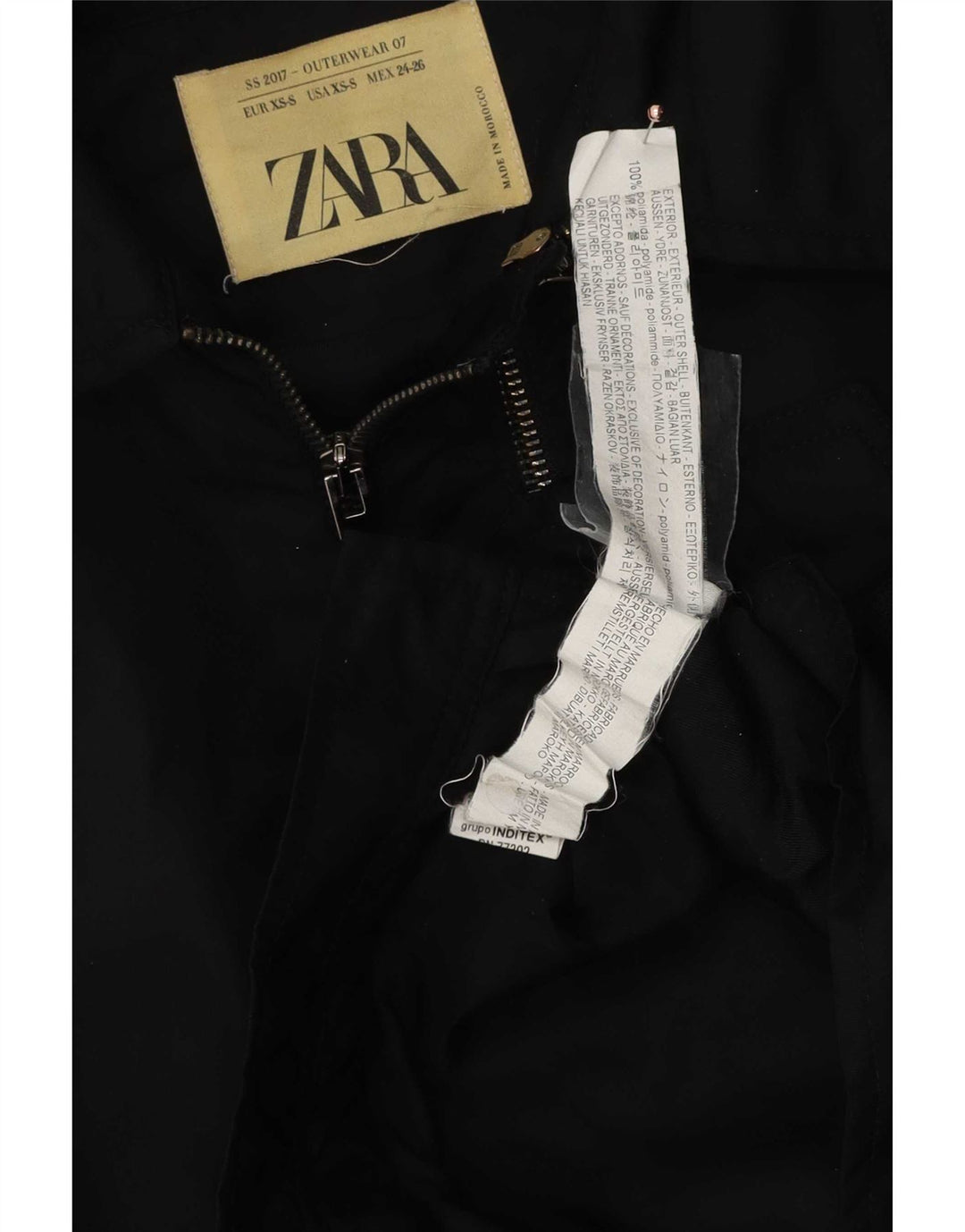 Zara Womens Crop Oversized Bomber Jacket UK 6 XS Black Polyamide