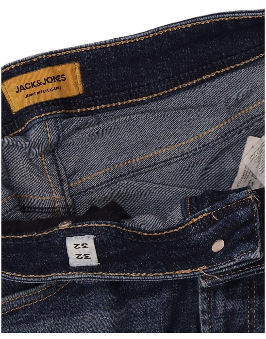 Jack & Jones Mens Straight Jeans W32 L32 Blue Cotton