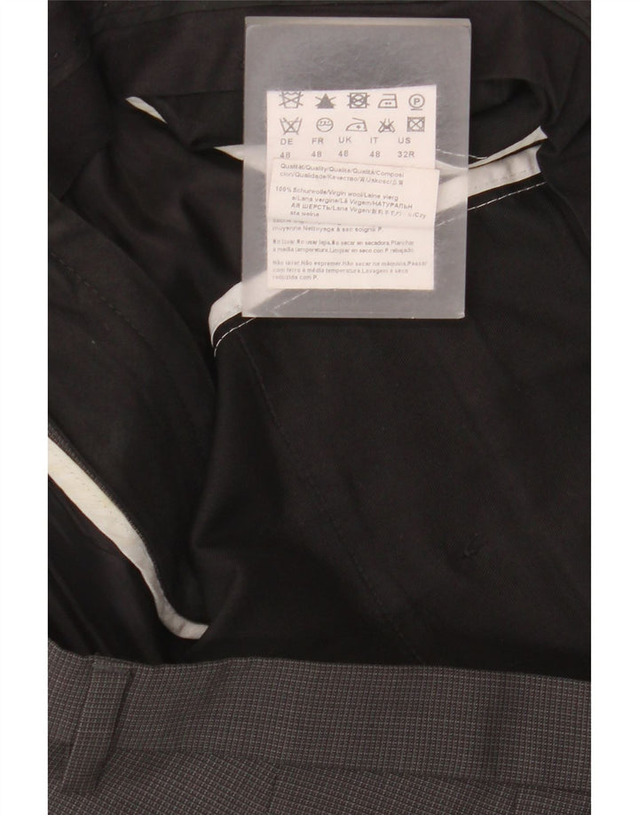Hugo Boss Mens Straight Suit Trousers IT 48 Medium W34 L30 Grey Gingham