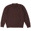 Zara Mens V-Neck Jumper Sweater XL Brown Wool