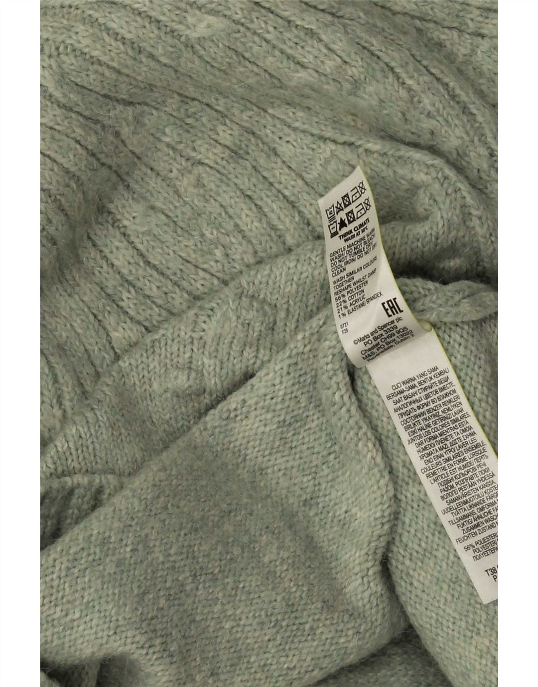 Marks & Spencer Womens Turtle Neck Jumper Sweater UK 14 Medium Green