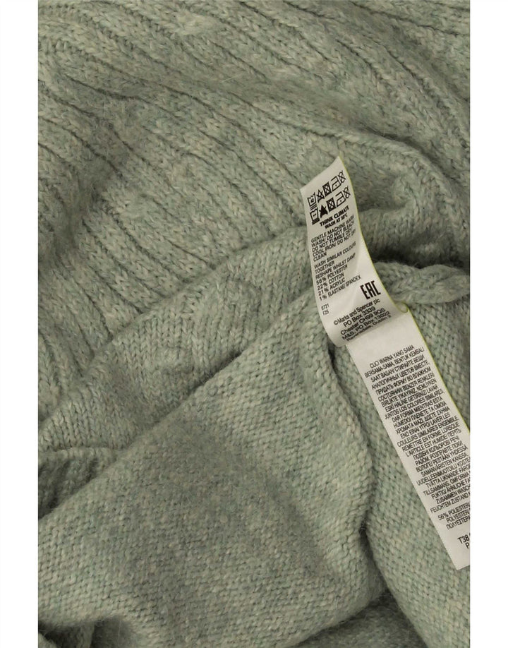Marks & Spencer Womens Turtle Neck Jumper Sweater UK 14 Medium Green
