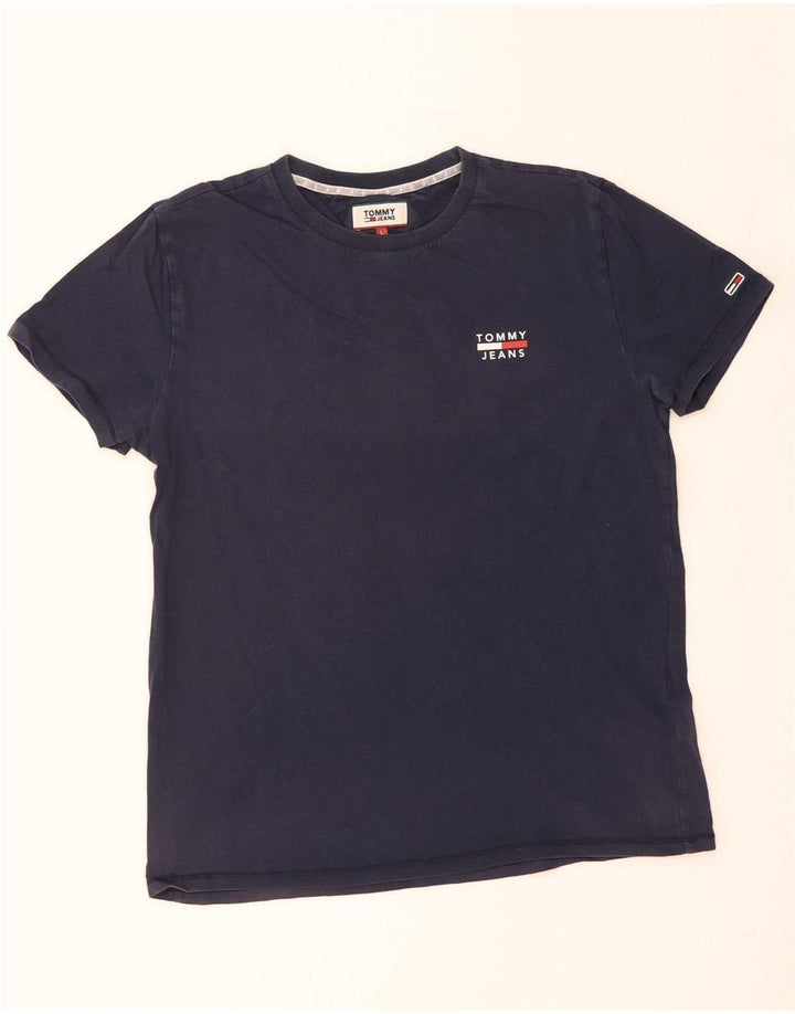 TOMMY HILFIGER Mens T-Shirt Top Large Navy Blue Cotton