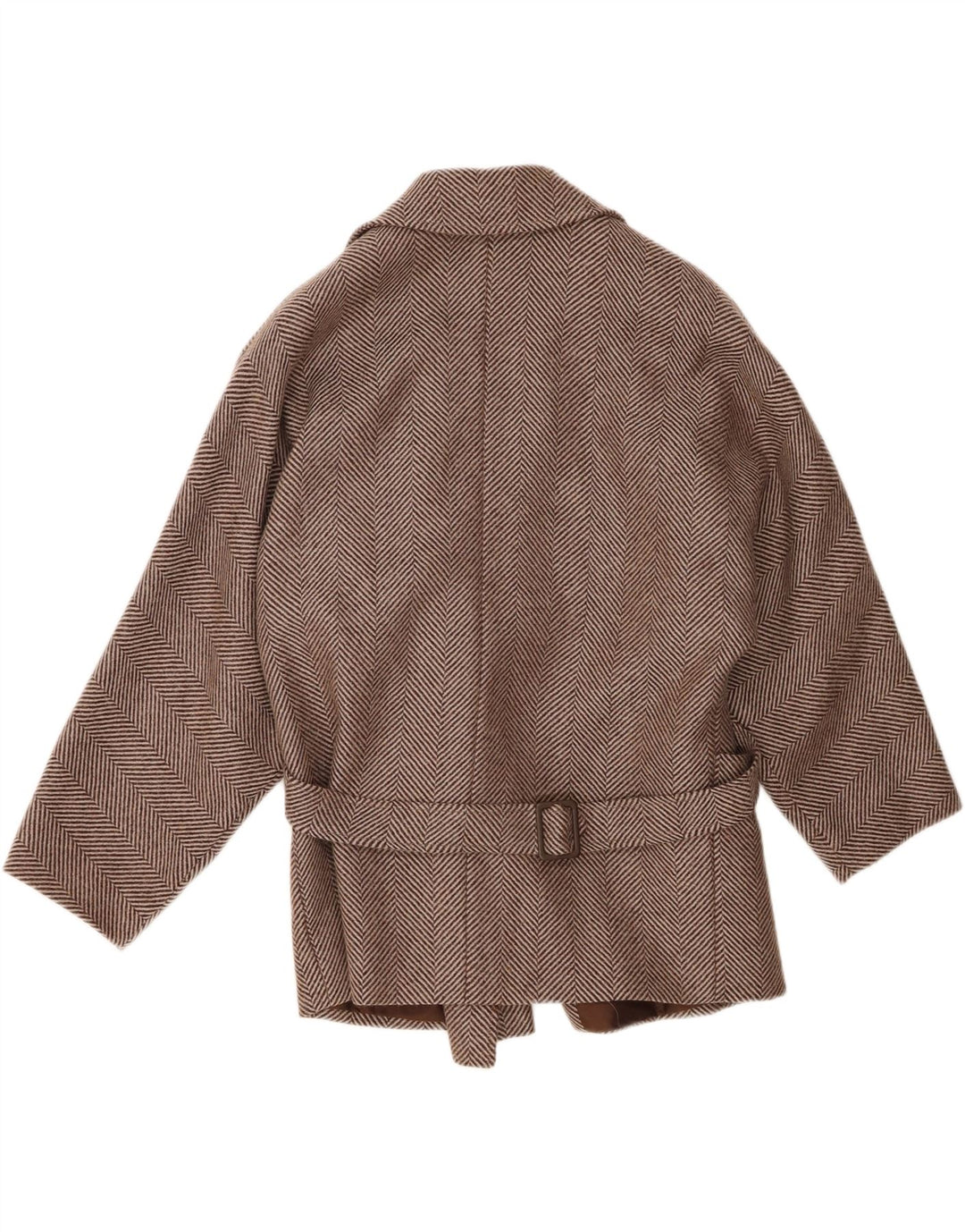 Vintage Womens Overcoat IT 44 Medium Brown Chevron Wool