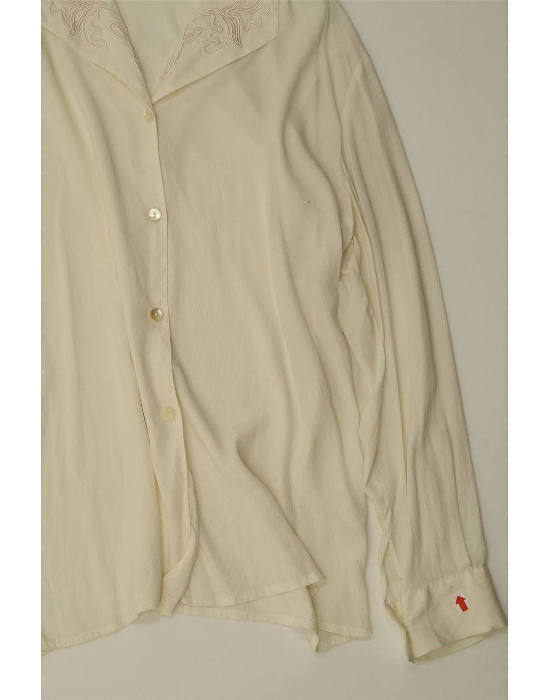 VINTAGE Womens Shirt Blouse IT 46 Large Off White Acetate Vintage Vintage and Second-Hand Vintage from Messina Hembry 