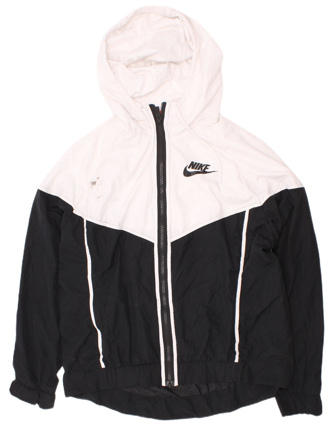 Nike Mens Hooded Tracksuit Top Jacket Medium White Colourblock Polyester