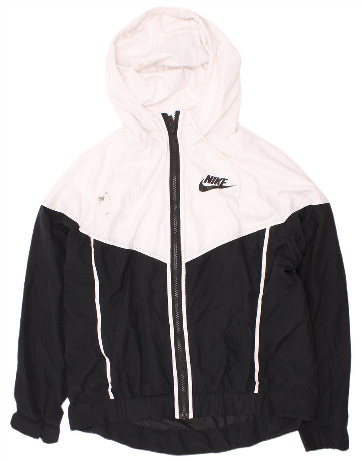 Nike Mens Hooded Tracksuit Top Jacket Medium White Colourblock Polyester
