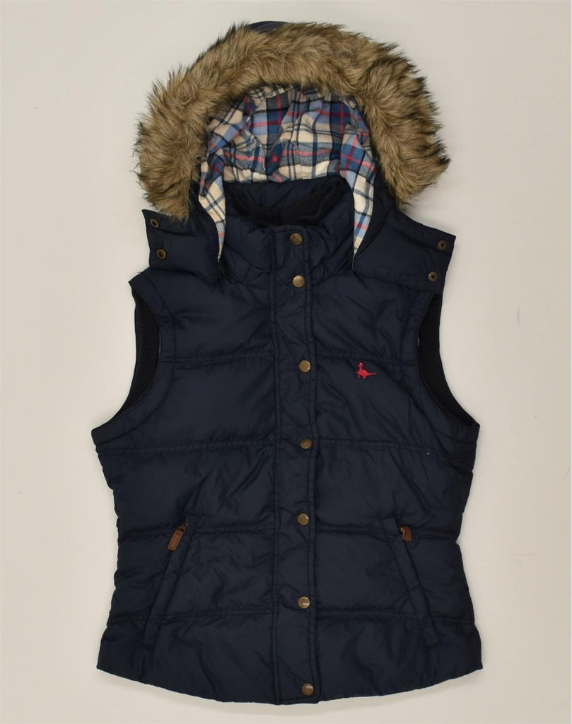 JACK WILLS Womens Hooded Padded Gilet UK 10 Small Navy Blue | Vintage Jack Wills | Thrift | Second-Hand Jack Wills | Used Clothing | Messina Hembry 