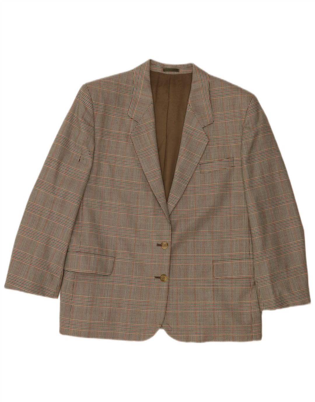 Burberrys Womens 2 Button Blazer Jacket UK 14 Large Green Houndstooth Wool
