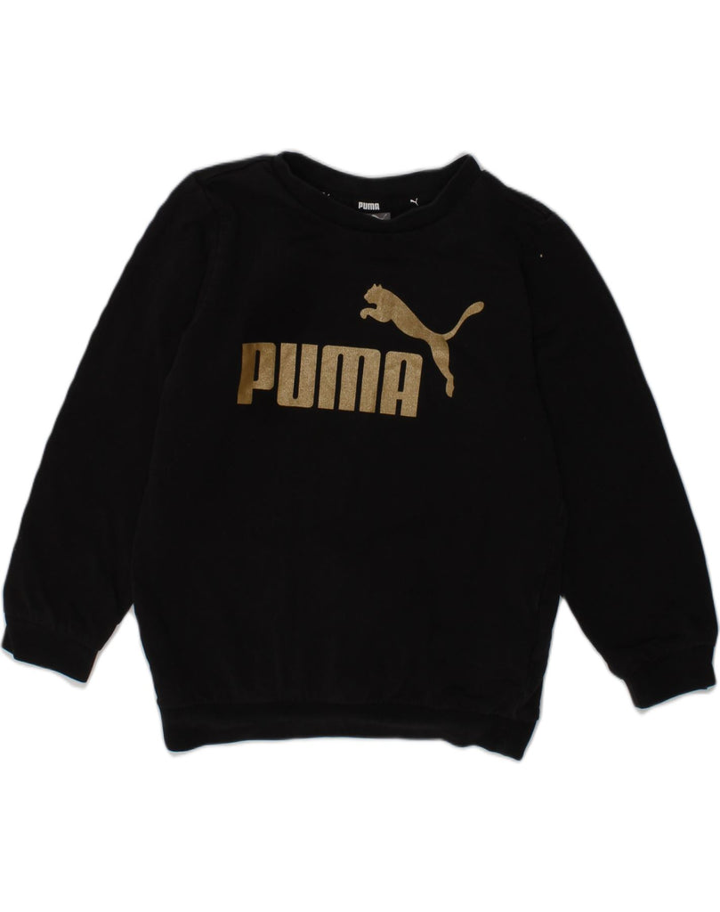 PUMA Boys Graphic Sweatshirt Jumper 2-3 Years Black Cotton | Vintage Puma | Thrift | Second-Hand Puma | Used Clothing | Messina Hembry 