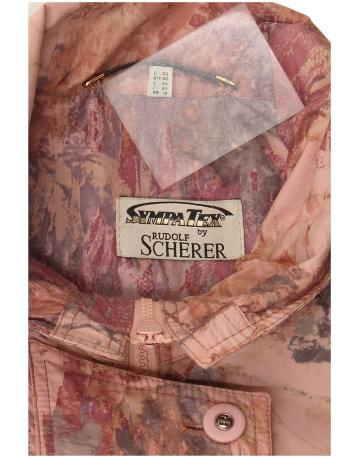 Sympatex Womens Abstract Pattern Oversized Windbreaker Coat UK 18 XL Pink
