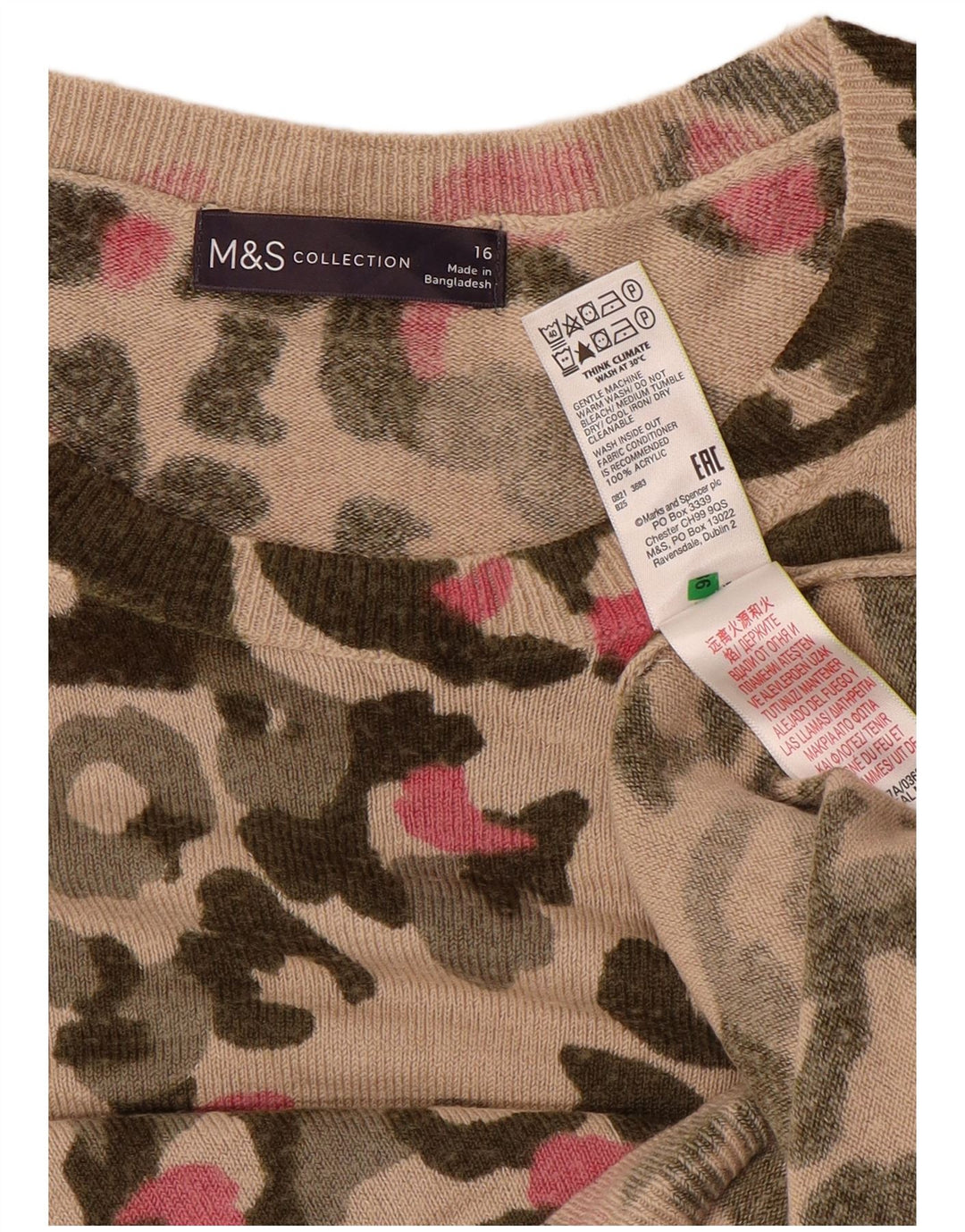 Marks & Spencer Womens Boat Neck Jumper Sweater UK 16 Large Beige