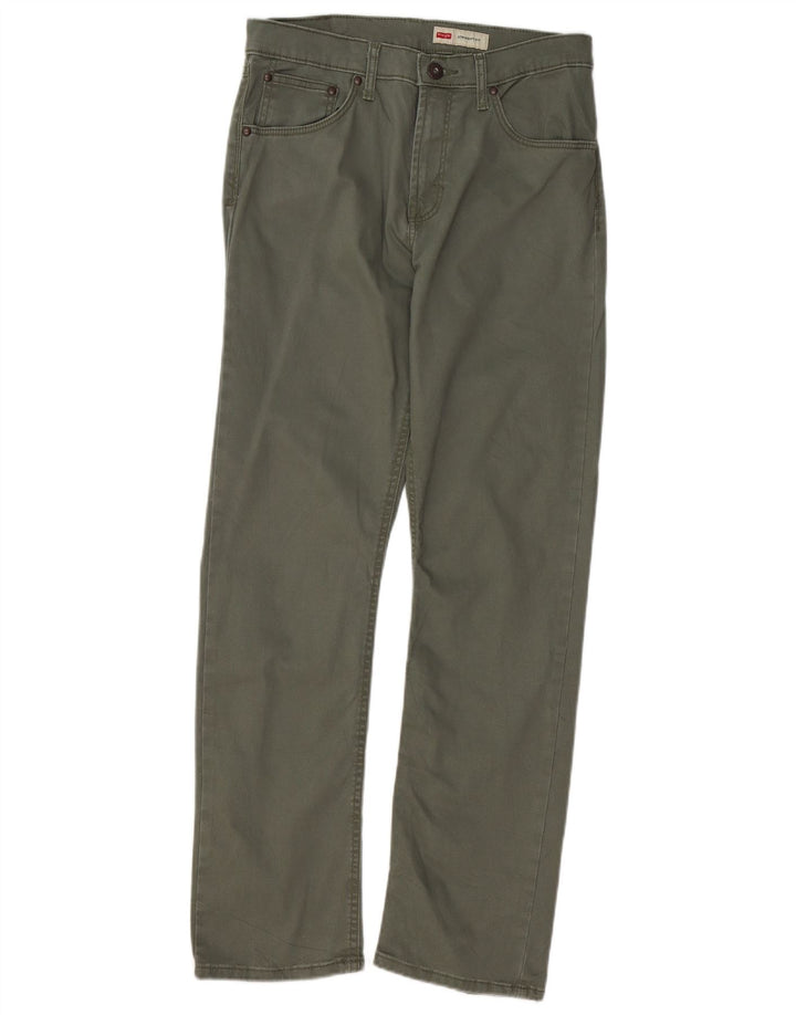 WRANGLER Mens Straight Casual Trousers W30 L30 Green Cotton