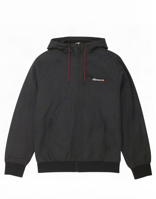 Ellesse Mens Hooded Bomber Jacket UK 36 Small Grey Flecked Polyester