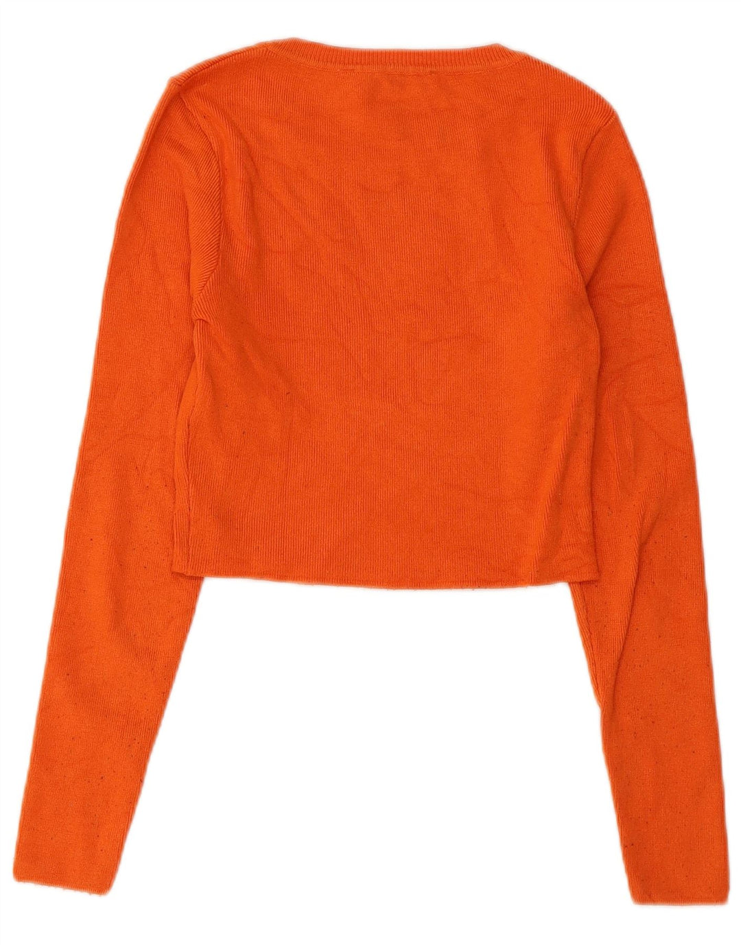 Zara Womens Crop Crew Neck Jumper Sweater UK 8 Small Orange