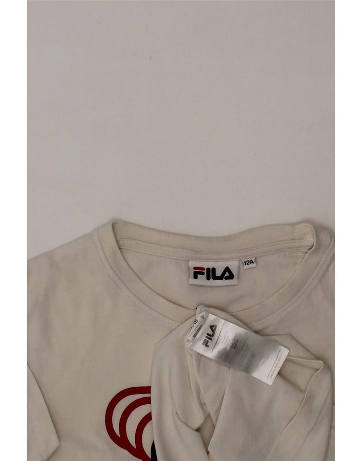 FILA Boys Graphic T-Shirt Top 11-12 Years White Cotton Vintage Fila and Second-Hand Fila from Messina Hembry 
