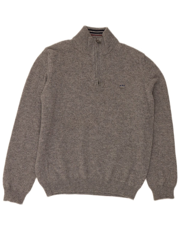 Henry Cottons Mens Zip Neck Jumper Sweater 2XL Grey Flecked New Wool