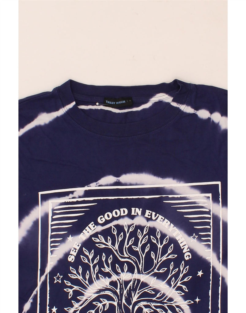 TALLY WEIJL Mens Graphic T-Shirt Top Small Navy Blue Tie Dye Cotton Vintage Tally Weijl and Second-Hand Tally Weijl from Messina Hembry 