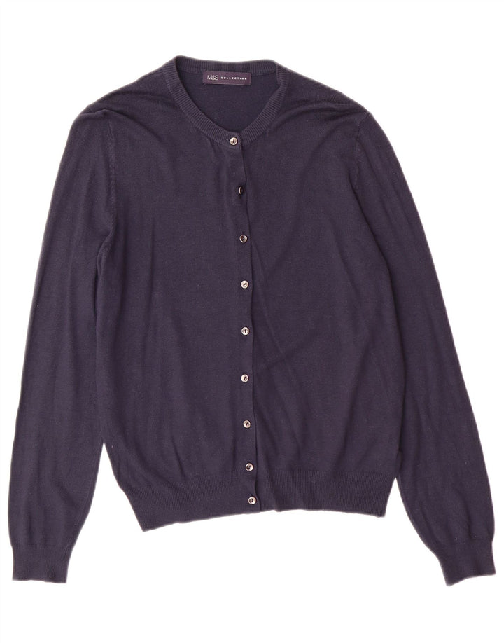 Marks & Spencer Womens Cardigan Sweater UK 14 Medium Navy Blue Classic