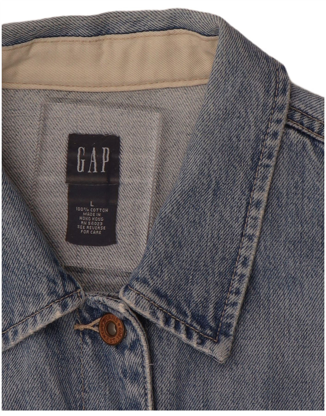 GAP Womens Crop Denim Jacket UK 16 Large Blue Cotton