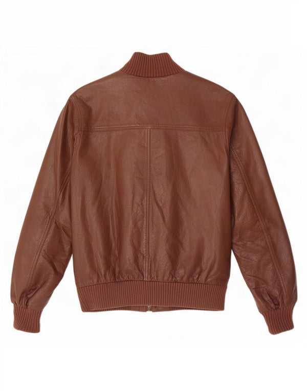 Timberland Mens Bomber Leather Jacket UK 38 Medium Brown
