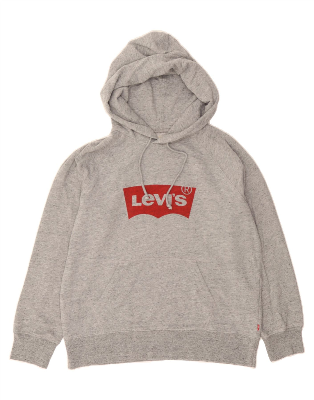 LEVI'S Mens Graphic Hoodie Jumper Medium Grey Flecked Cotton Vintage Levi's and Second-Hand Levi's from Messina Hembry 