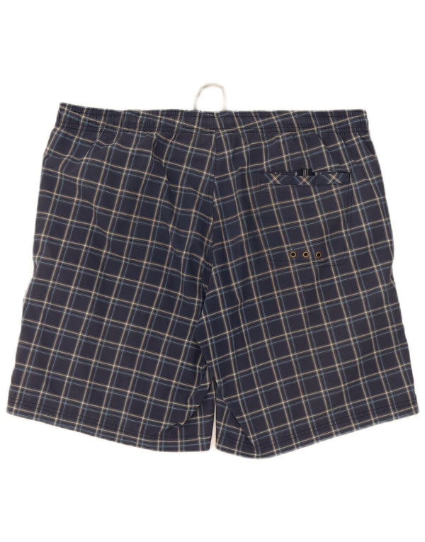 Adidas Mens Swimming Shorts Large  Navy Blue Check Cotton