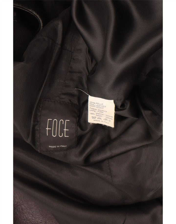 Vintage Womens Leather Coat UK 14 Medium Black Leather