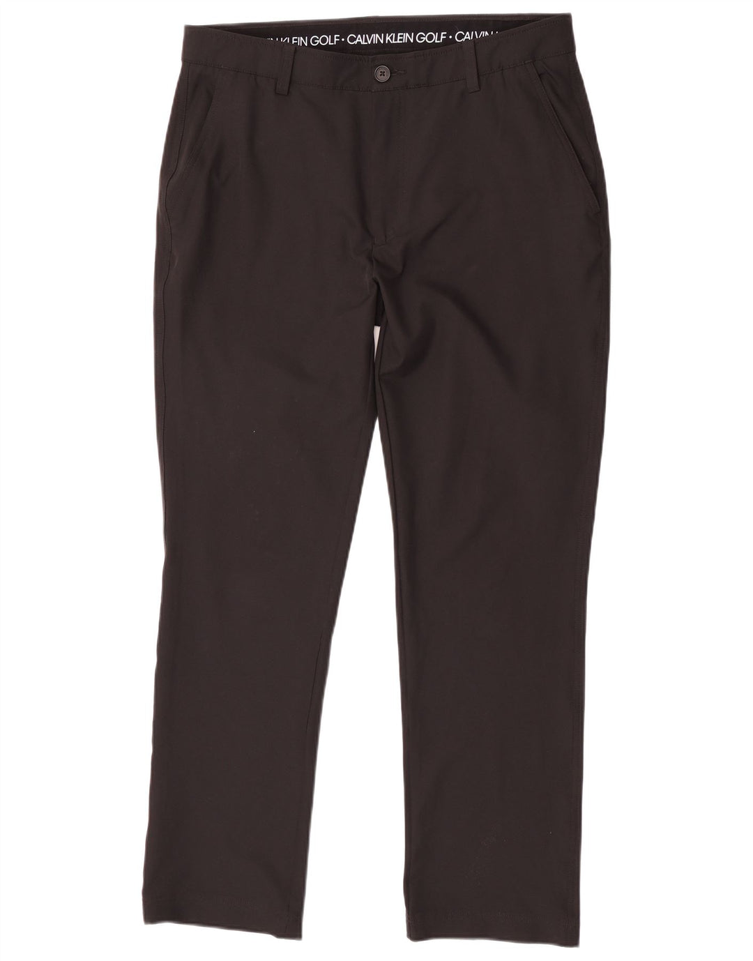 Calvin Klein Mens Straight Chino Trousers W34 L31 Black Polyester