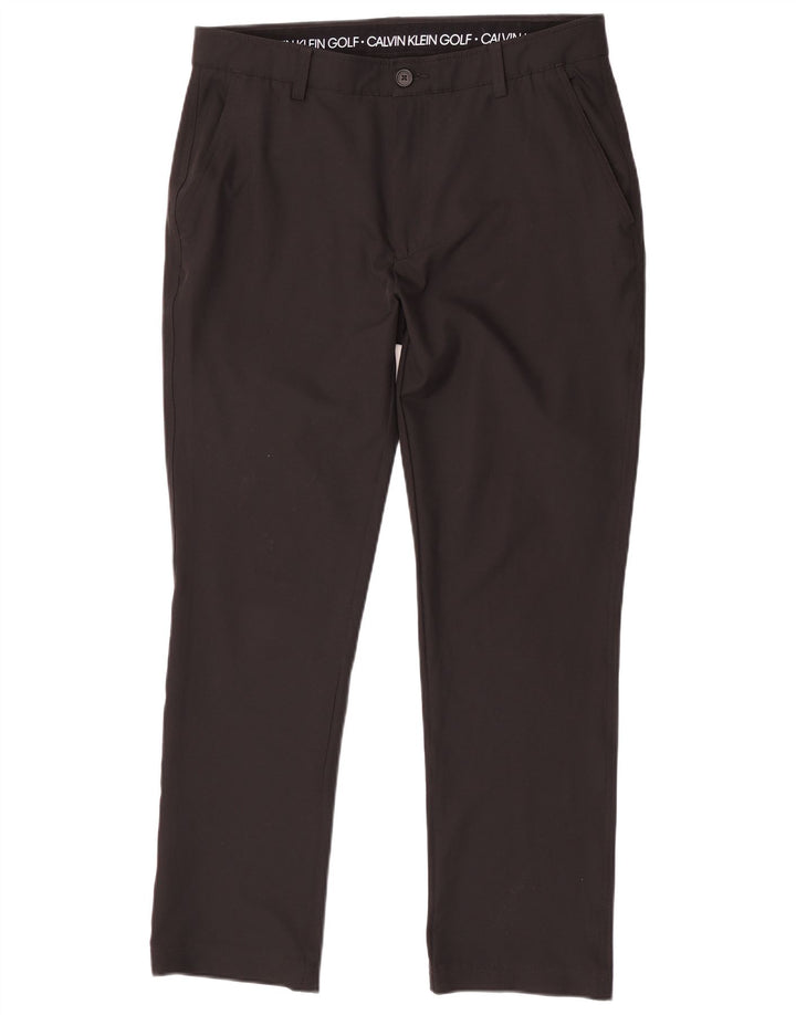 Calvin Klein Mens Straight Chino Trousers W34 L31 Black Polyester