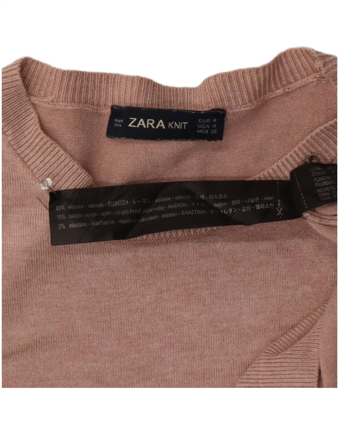 Zara Womens Boat Neck Jumper Sweater UK 12 Medium Pink Viscose