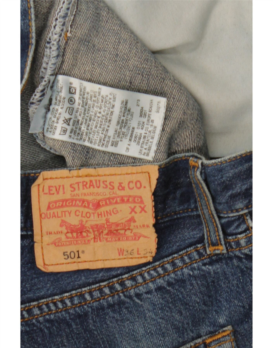 Levi's Mens 501 Straight Jeans W36 L28 Blue Cotton