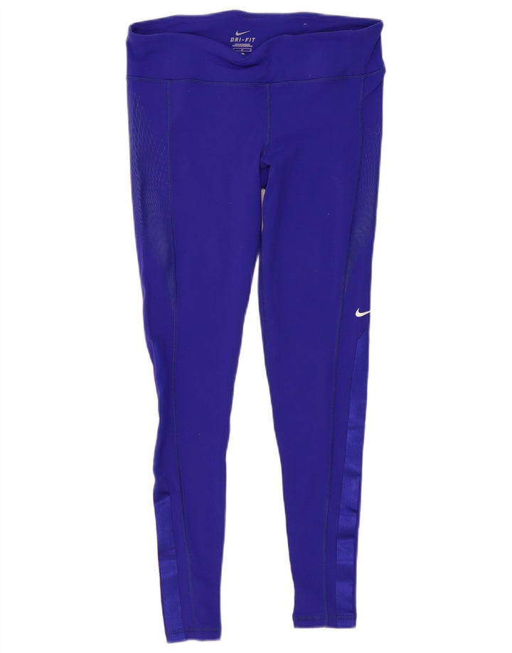 NIKE Womens Dri Fit Leggings UK 14 Medium Purple Nylon