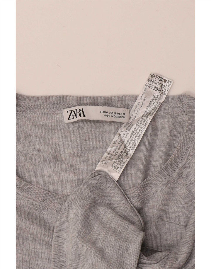 Zara Womens Loose Fit Blouse Top UK 14 Medium Grey Viscose