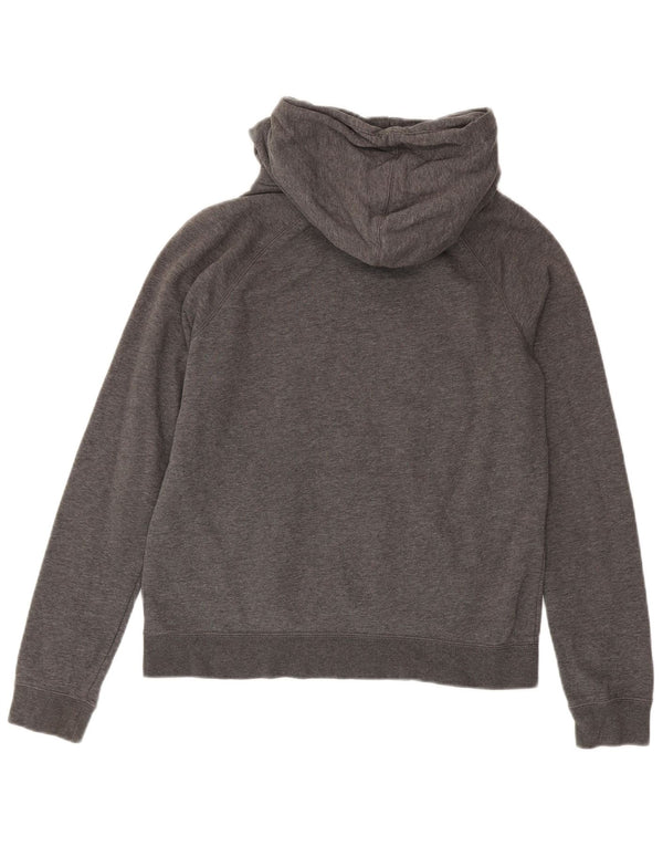 Nike Womens Graphic Hoodie Jumper UK 14 Medium Grey Flecked Cotton