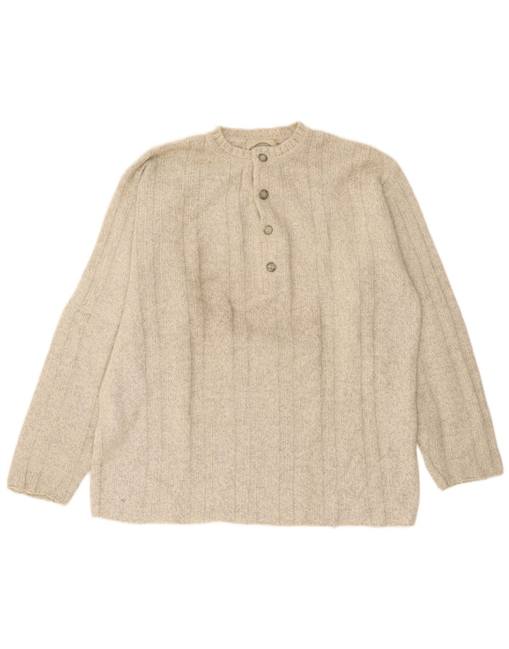 Foxhound Mens Crew Neck Jumper Sweater XL Beige Wool