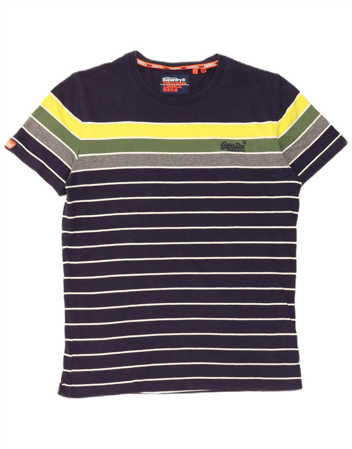 Superdry Mens T-Shirt Top Medium Navy Blue Colourblock Cotton