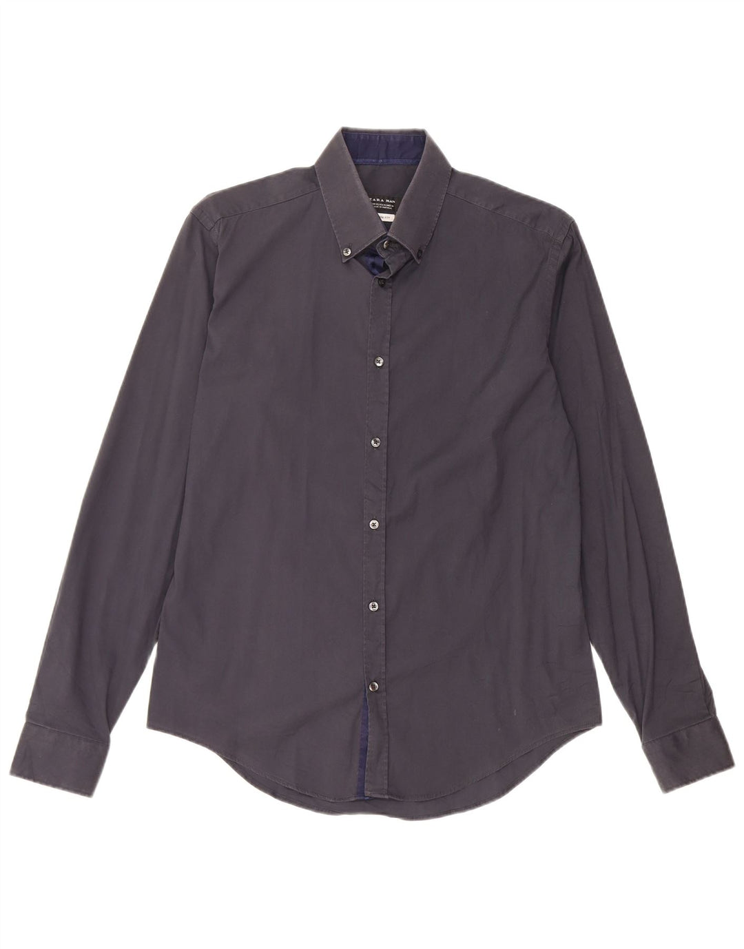 Zara Mens Slim Fit Shirt Medium Navy Blue
