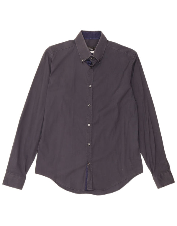 Zara Mens Slim Fit Shirt Medium Navy Blue