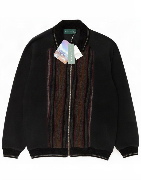 Tundra Mens Fleece Jacket UK 40 Large Black Striped Polyester