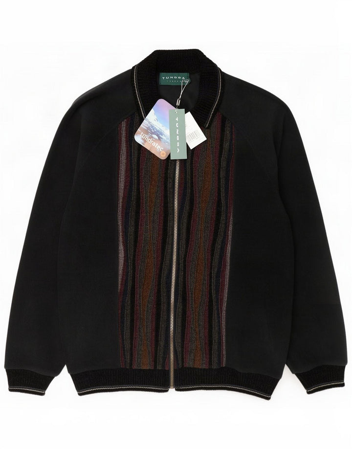 Tundra Mens Fleece Jacket UK 40 Large Black Striped Polyester