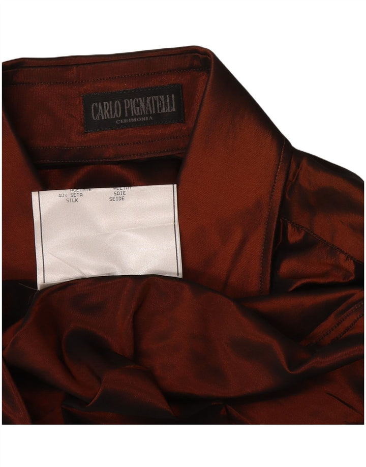 Carlo Pignatelli Mens Shirt Size 43 Large Brown Acetate