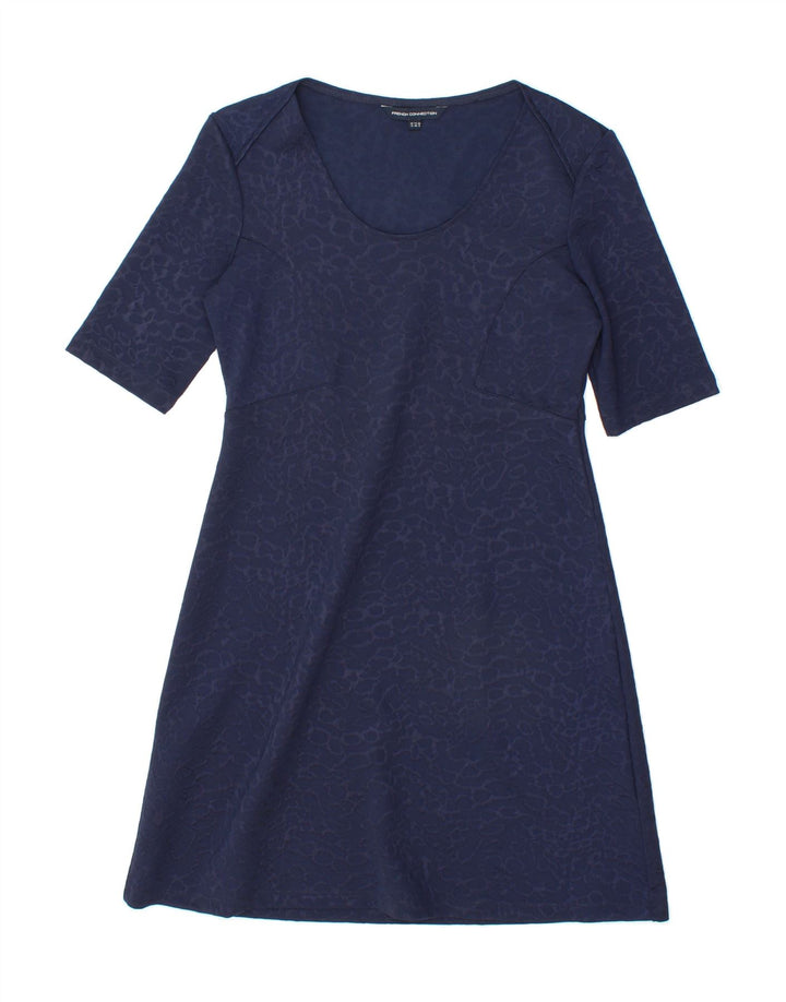 FRENCH CONNECTION Womens 3/4 Sleeve A-Line Dress UK 12 Medium Navy Blue Vintage French Connection and Second-Hand French Connection from Messina Hembry 