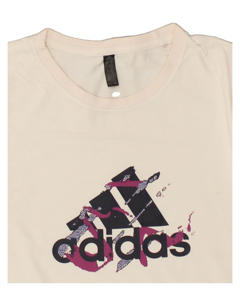 ADIDAS Mens Graphic T-Shirt Top Medium Off White Cotton | Vintage Adidas | Thrift | Second-Hand Adidas | Used Clothing | Messina Hembry 