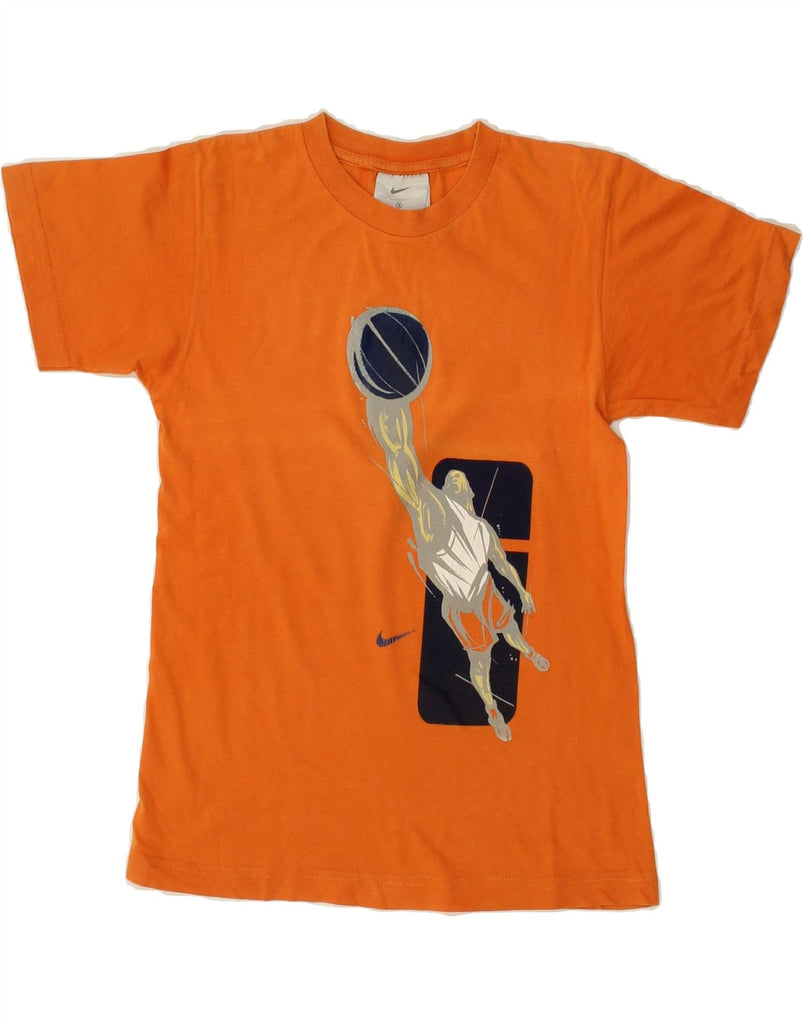 NIKE Boys Basketball Graphic T-Shirt Top 9-10 Years Small  Orange Cotton | Vintage Nike | Thrift | Second-Hand Nike | Used Clothing | Messina Hembry 