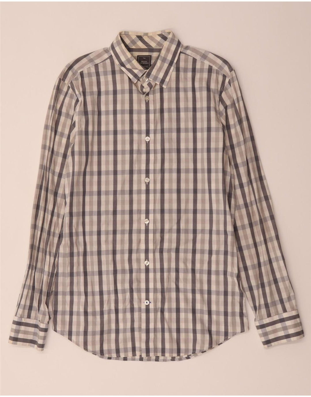 Gap Mens Slim Fit Shirt Medium Grey Check Cotton