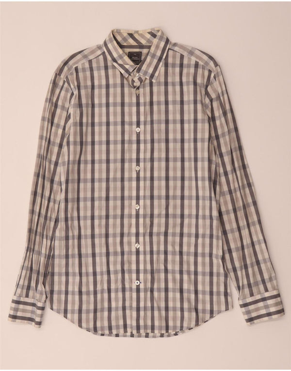 Gap Mens Slim Fit Shirt Medium Grey Check Cotton