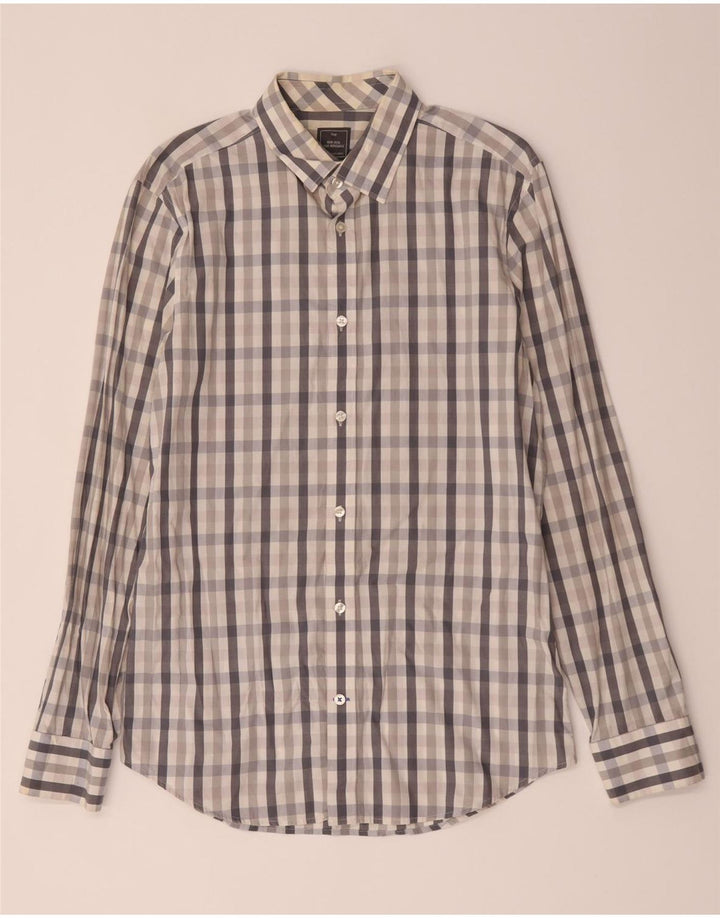 Gap Mens Slim Fit Shirt Medium Grey Check Cotton