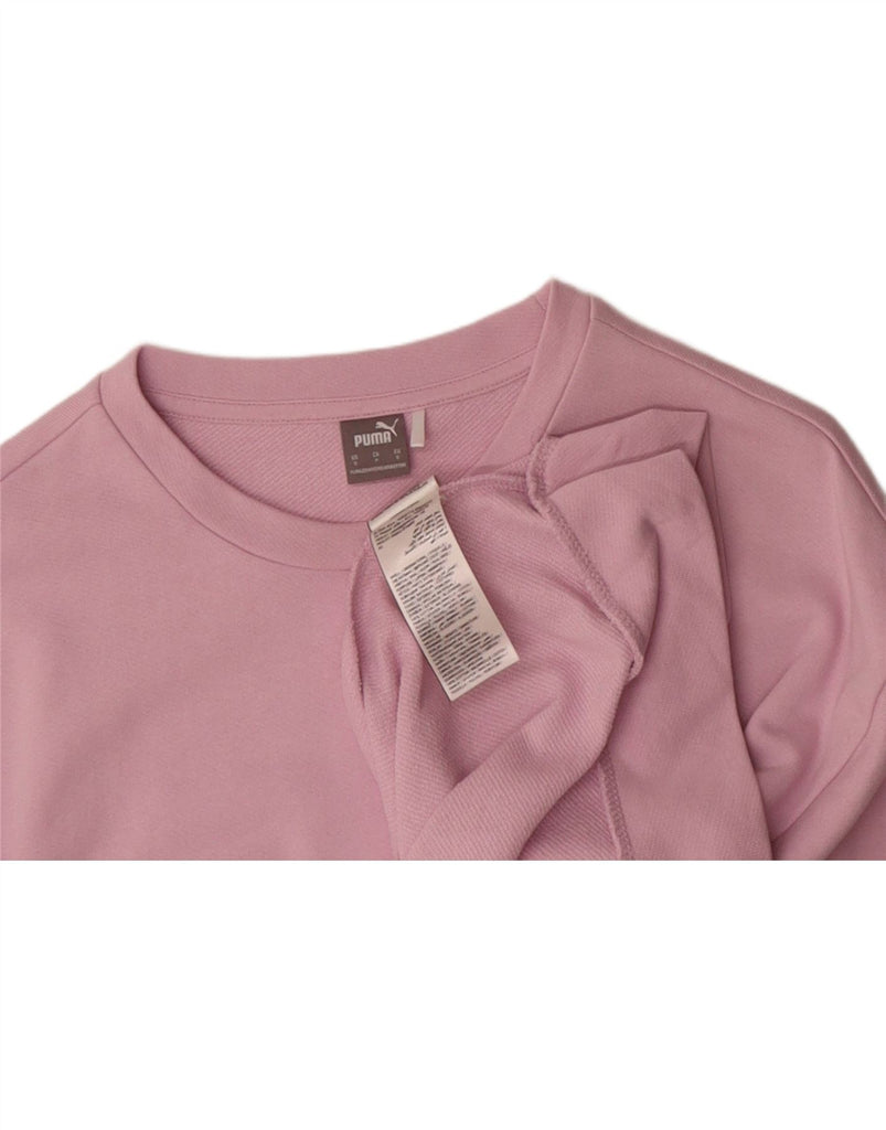PUMA Womens Oversized Sweatshirt Jumper UK 10 Small Pink Cotton Vintage Puma and Second-Hand Puma from Messina Hembry 