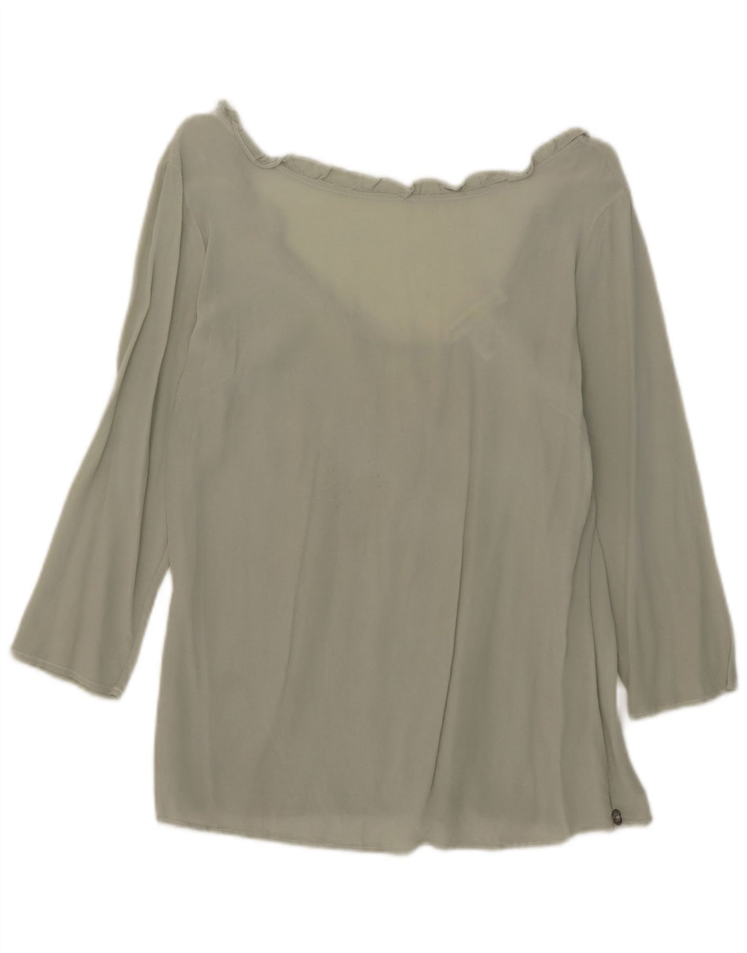 Ottod'Ame Womens 3/4 Sleeve Blouse Top UK 10 Small Green Silk